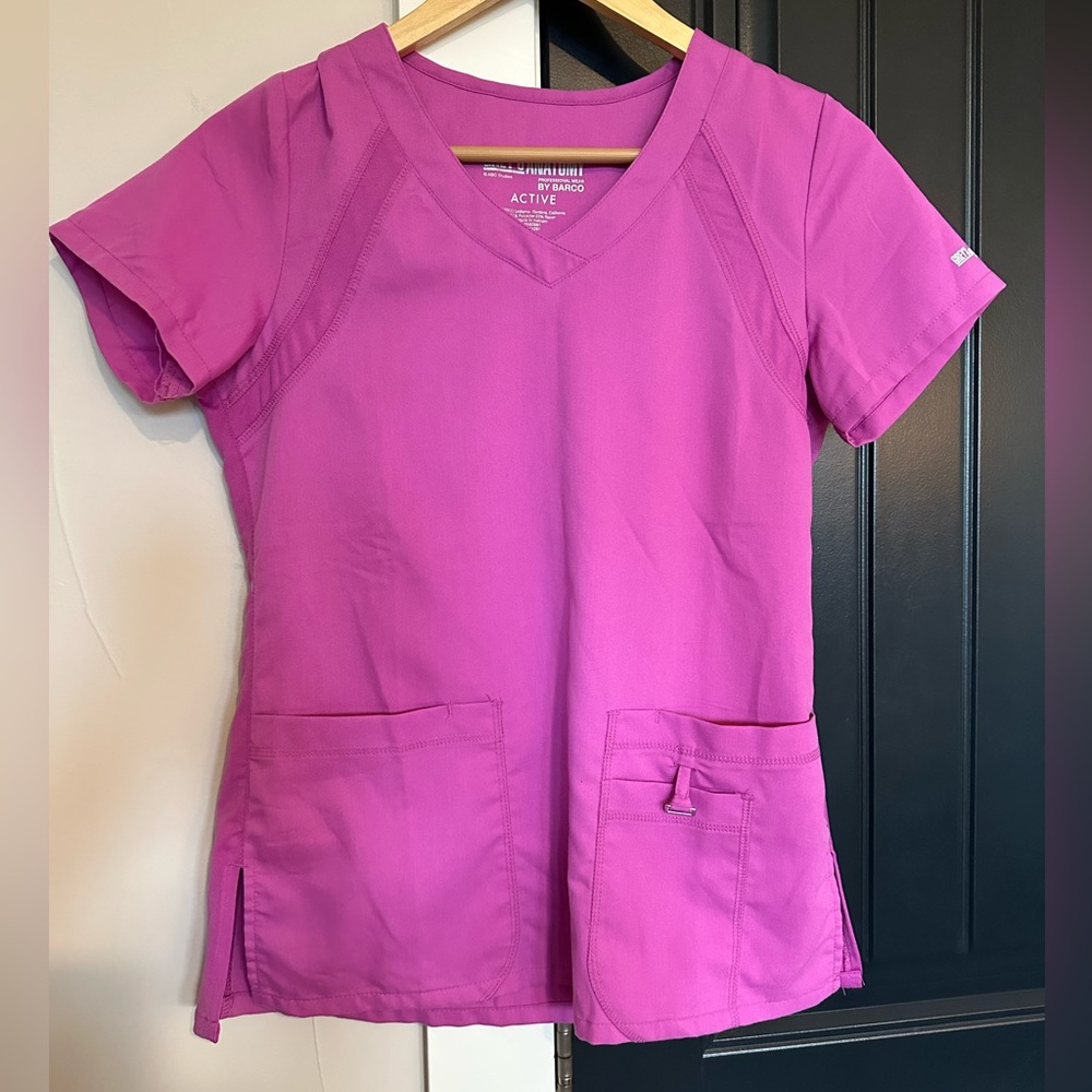 Greys Anatomy Active Pink Scrub Top Size XS